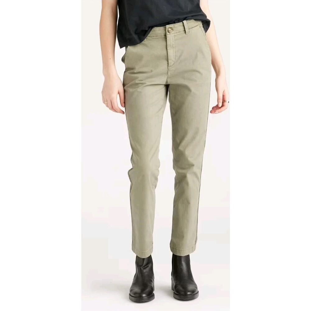 Stretch Cotton Twill Girlfriend Chino Pants - Olive - Picture 2 of 12
